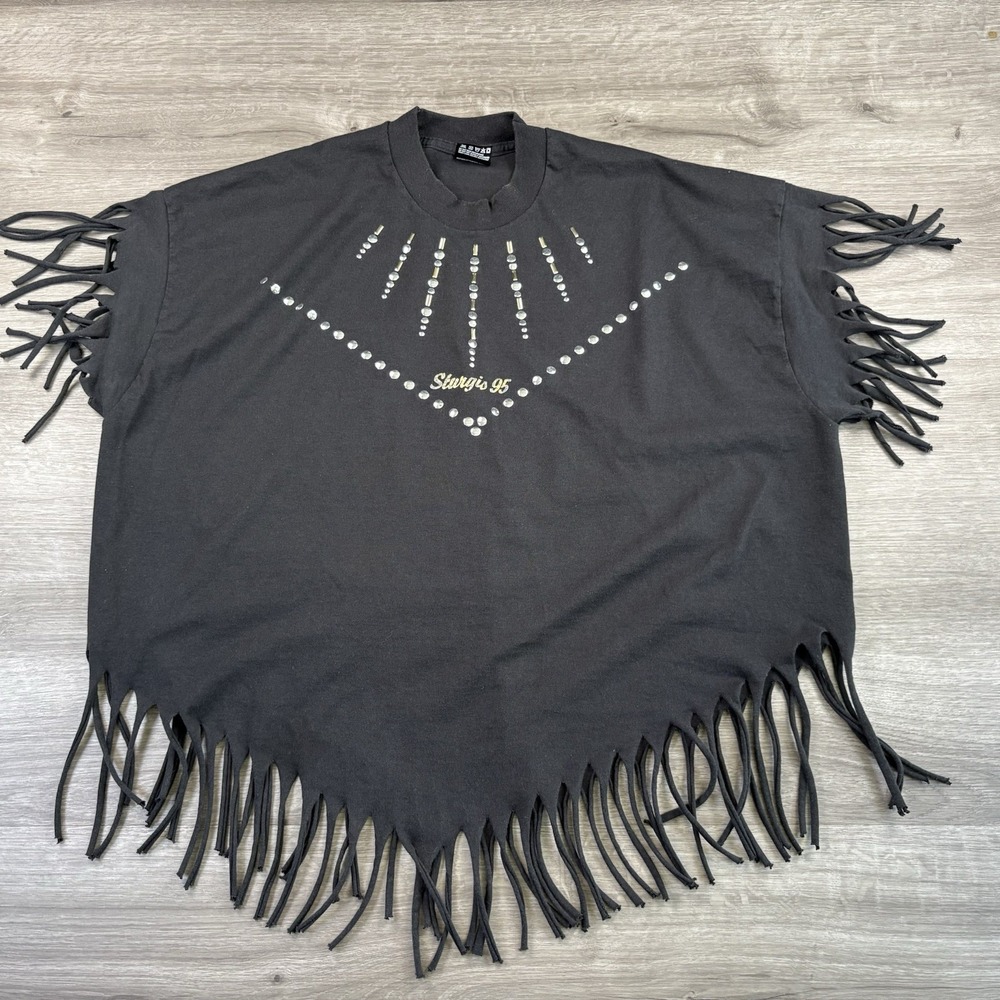 Vintage 1995 Sturgis Black Hills Rally BEST Shirt Cut Fringe Festival Crop XXL